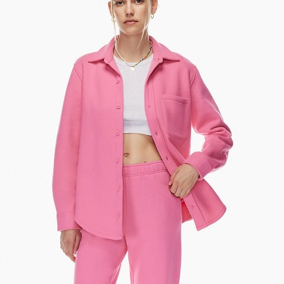 TNA cozy fleece boyfriend shirt in soft orchid - Picture 2 of 3